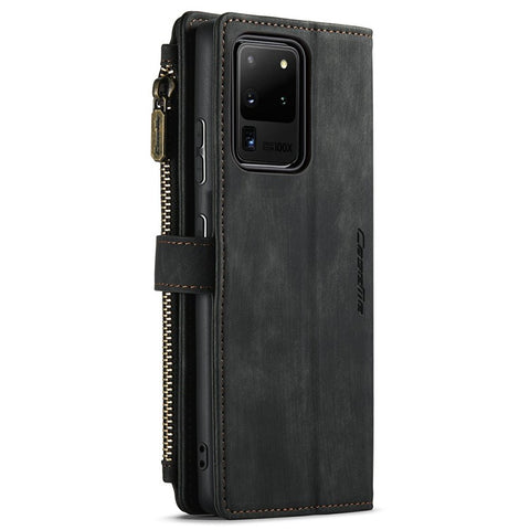 For Samsung Galaxy S20 Ultra S21 Ultra 5G Phone Cases with Strap CASEME C30 Zipper Multiple Card Holder PU Leather Cover