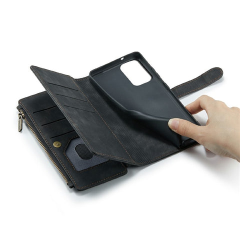 For Samsung Galaxy S20 Ultra S21 Ultra 5G Phone Cases with Strap CASEME C30 Zipper Multiple Card Holder PU Leather Cover