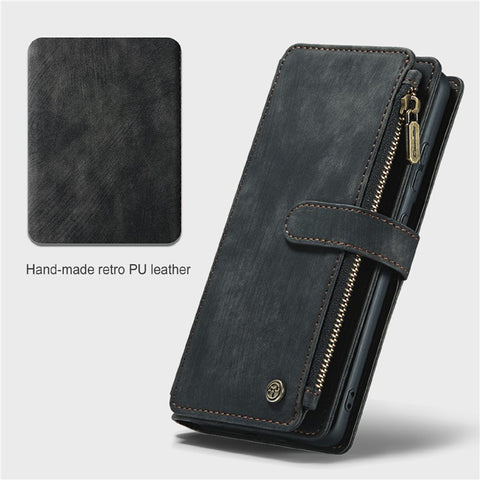 For Samsung Galaxy S20 Ultra S21 Ultra 5G Phone Cases with Strap CASEME C30 Zipper Multiple Card Holder PU Leather Cover