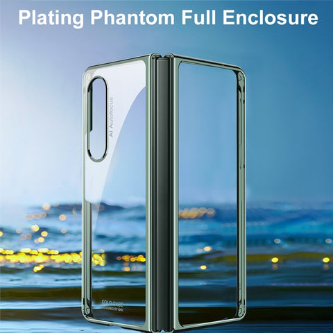 GKK Electroplating PC Foldable Case with Tempered Glass Screen Film for Samsung Galaxy Z Fold3 5G