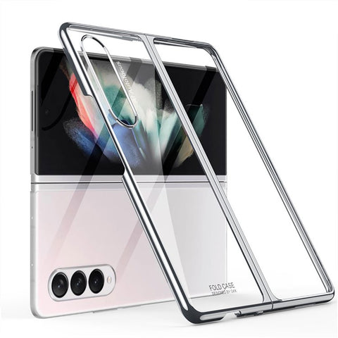 GKK Electroplating PC Foldable Case with Tempered Glass Screen Film for Samsung Galaxy Z Fold3 5G