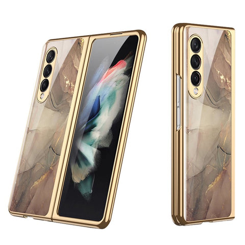 GKK Painted Pattern Printing IMD Tempered Glass Back + Hard PC Shockproof Anti-Scratch Protective Cover for Samsung Galaxy Z Fold3 5G