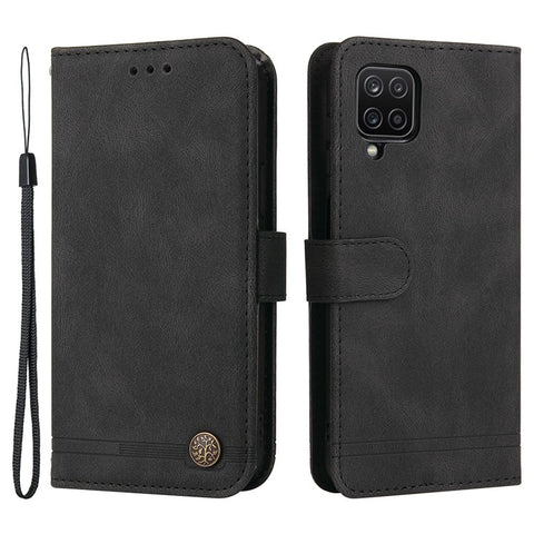 For Samsung Galaxy F12 / M12 / A12 Leather Wallet Cases Skin Touch Phone Cover Stand with Strap
