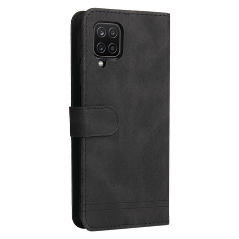 For Samsung Galaxy F12 / M12 / A12 Leather Wallet Cases Skin Touch Phone Cover Stand with Strap