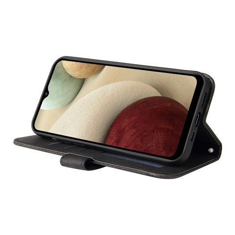 For Samsung Galaxy F12 / M12 / A12 Leather Wallet Cases Skin Touch Phone Cover Stand with Strap