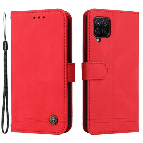 For Samsung Galaxy F12 / M12 / A12 Leather Wallet Cases Skin Touch Phone Cover Stand with Strap