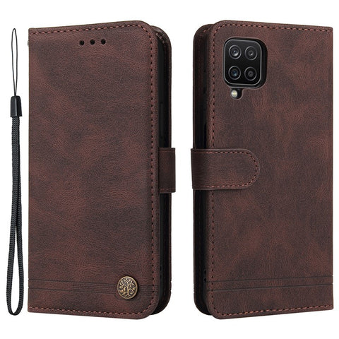 For Samsung Galaxy F12 / M12 / A12 Leather Wallet Cases Skin Touch Phone Cover Stand with Strap
