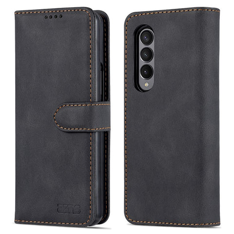 AZNS PU Leather Magnetic Clasp Closure Well-Protected Shockproof Phone Case with Stand Wallet for Samsung Galaxy Z Fold3 5G