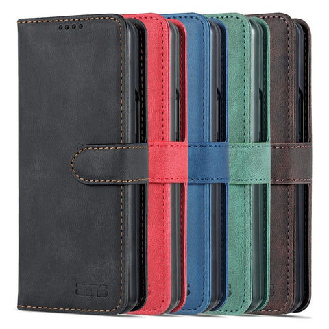 AZNS PU Leather Magnetic Clasp Closure Well-Protected Shockproof Phone Case with Stand Wallet for Samsung Galaxy Z Fold3 5G