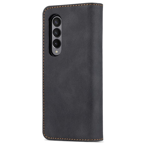 AZNS PU Leather Magnetic Clasp Closure Well-Protected Shockproof Phone Case with Stand Wallet for Samsung Galaxy Z Fold3 5G