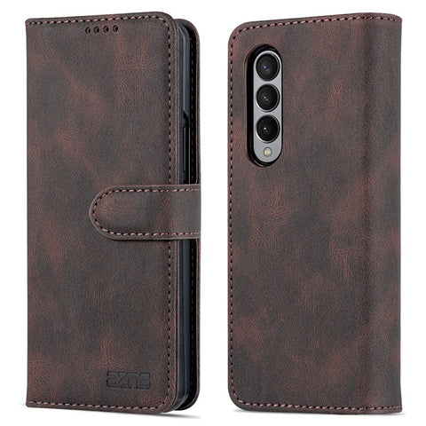 AZNS PU Leather Magnetic Clasp Closure Well-Protected Shockproof Phone Case with Stand Wallet for Samsung Galaxy Z Fold3 5G