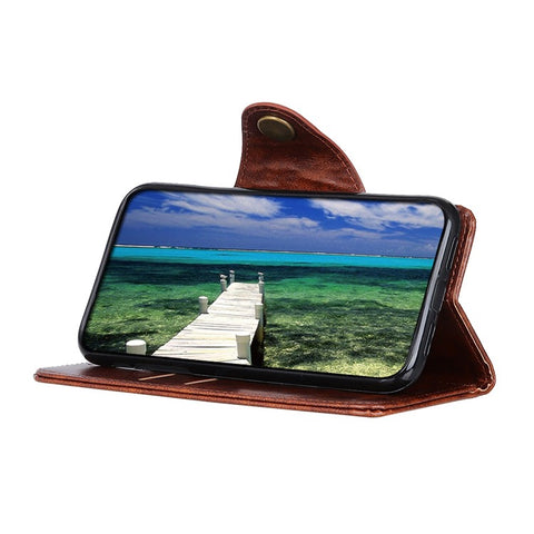 KHAZNEH Anti-drop Anti-scratch PU Leather Flip Stand Wallet Case Soft TPU Interior Protective Cover for Samsung Galaxy M52 5G