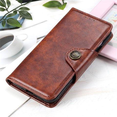KHAZNEH Anti-drop Anti-scratch PU Leather Flip Stand Wallet Case Soft TPU Interior Protective Cover for Samsung Galaxy M52 5G