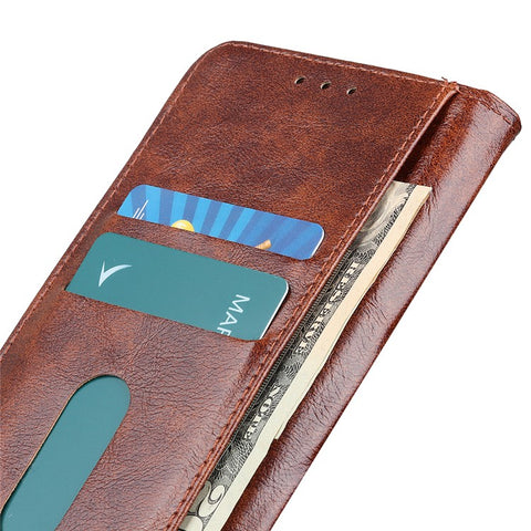 KHAZNEH Anti-drop Anti-scratch PU Leather Flip Stand Wallet Case Soft TPU Interior Protective Cover for Samsung Galaxy M52 5G