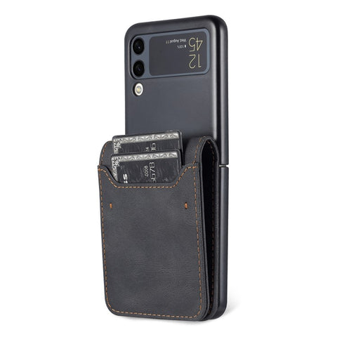 AZNS PU Leather Card Slots Magnetic Clasp Anti-Fall Phone Cover with Stand for Samsung Galaxy Z Flip3 5G