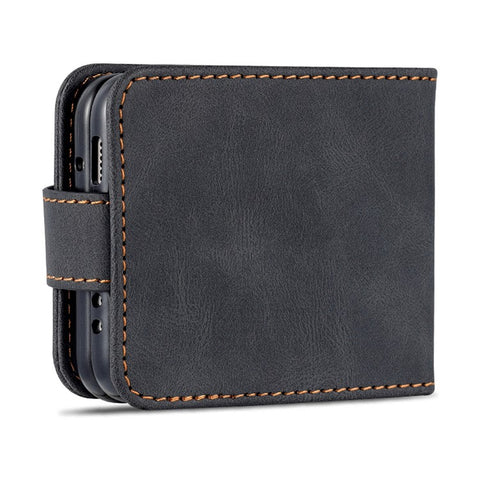 AZNS PU Leather Card Slots Magnetic Clasp Anti-Fall Phone Cover with Stand for Samsung Galaxy Z Flip3 5G