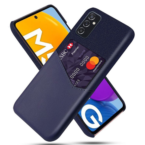 KSQ PU Leather + PC Hybrid Case Cloth Texture Phone Cover with Card Holder for Samsung Galaxy M52 5G