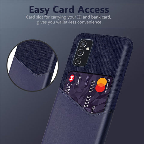 KSQ PU Leather + PC Hybrid Case Cloth Texture Phone Cover with Card Holder for Samsung Galaxy M52 5G