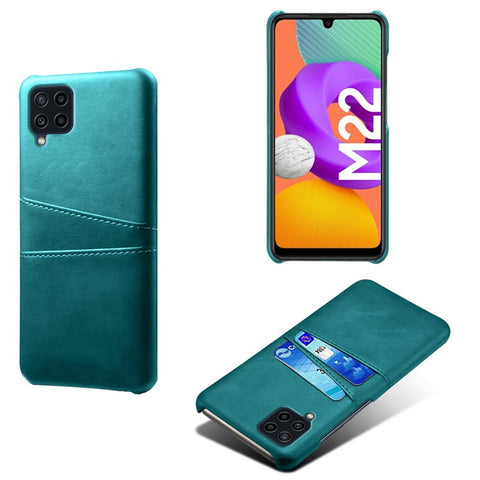 KSQ Two Card Slots Design Durable PU Leather Coated PC Phone Case Phone Cover for Samsung Galaxy F22 / M22 4G / M32 4G (Global Version)