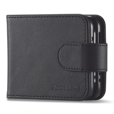 LC.IMEEKE Supporting Stand Card Slot Design Phone Cover PU Leather Folding Phone Case for Samsung Galaxy Z Flip3 5G