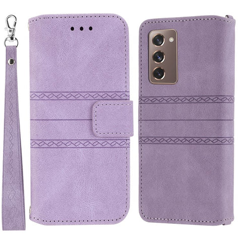 For Samsung Galaxy Z Fold2 5G Practical Wallet Card Slots Phone Flip Case Imprinted Pattern Anti-Scratch Stylish PU Leather+TPU Phone Cover with Stand