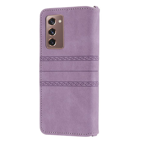 For Samsung Galaxy Z Fold2 5G Practical Wallet Card Slots Phone Flip Case Imprinted Pattern Anti-Scratch Stylish PU Leather+TPU Phone Cover with Stand