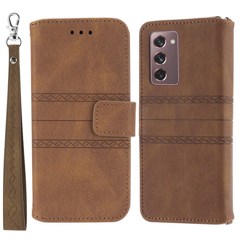 For Samsung Galaxy Z Fold2 5G Practical Wallet Card Slots Phone Flip Case Imprinted Pattern Anti-Scratch Stylish PU Leather+TPU Phone Cover with Stand