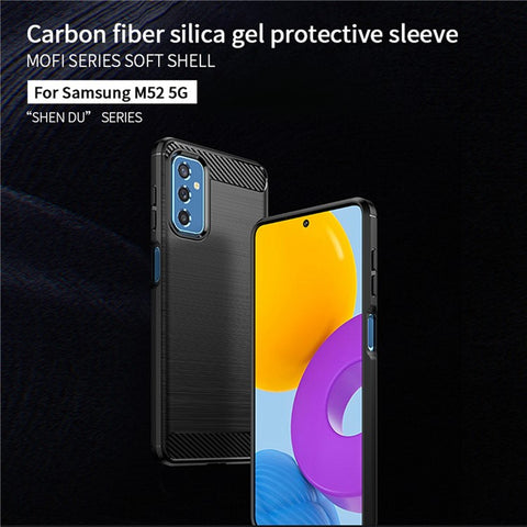 MOFI Brushed Carbon Fiber Design Case Shockproof Anti-drop Soft TPU Cover Shell for Samsung Galaxy M52 5G