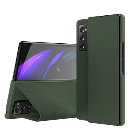 PU Leather Coated PC Case with Aramid Fiber Carbon Fiber Texture for Samsung Galaxy Z Fold2 5G