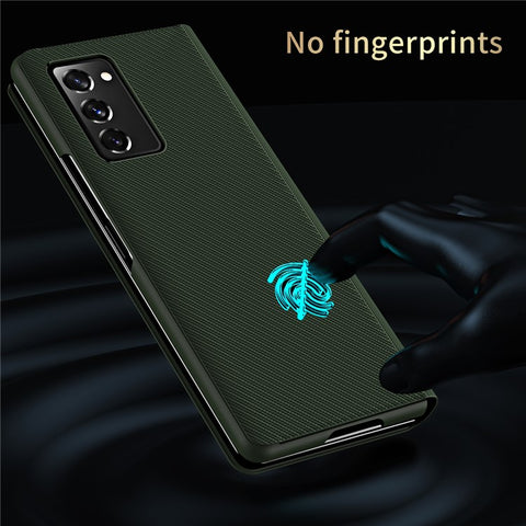 PU Leather Coated PC Case with Aramid Fiber Carbon Fiber Texture for Samsung Galaxy Z Fold2 5G