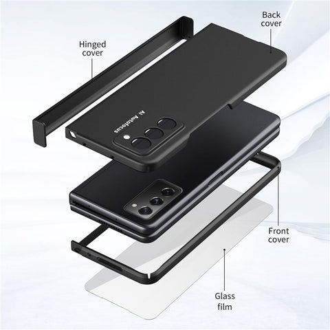 Full Protection Hinge Design Hard PC Folding Phone Case Cover with Glass Screen Protector for Samsung Galaxy Z Fold2 5G