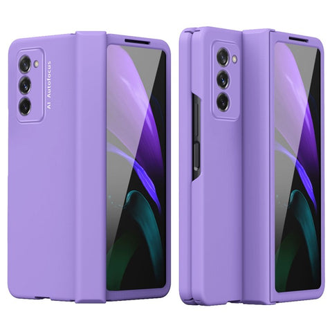 Full Protection Hinge Design Hard PC Folding Phone Case Cover with Glass Screen Protector for Samsung Galaxy Z Fold2 5G