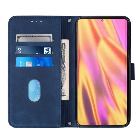 PB2-1 Series Stylish Lines Imprinting Magnetic Clasp Shock-absorption PU Leather + TPU Stand Wallet Phone Cover Case with Shoulder Strap for Samsung Galaxy S20 FE 2022/S20 FE/S20 FE 5G/S20 Lite