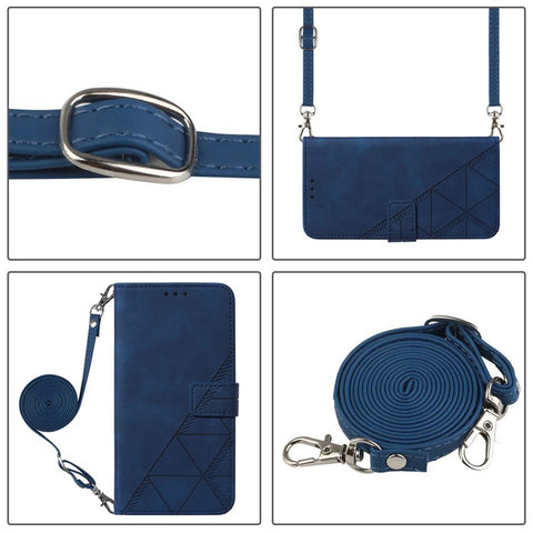PB2-1 Series Stylish Lines Imprinting Magnetic Clasp Shock-absorption PU Leather + TPU Stand Wallet Phone Cover Case with Shoulder Strap for Samsung Galaxy S20 FE 2022/S20 FE/S20 FE 5G/S20 Lite