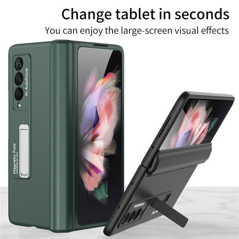 GKK Magnetic Folding Hinge All-inclusive Hard PC Phone Case Kickstand Protective Cover for Samsung Galaxy Z Fold3 5G