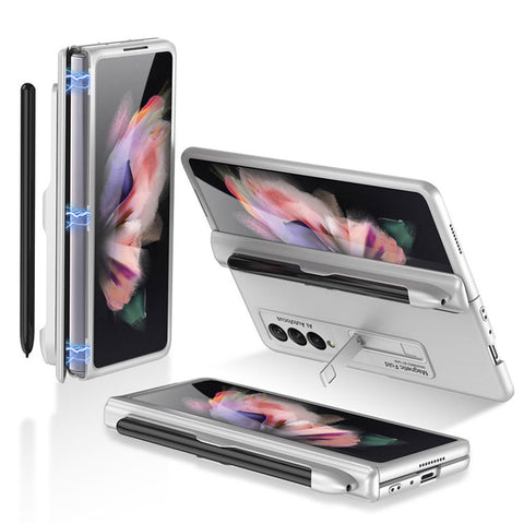 GKK Full Protection Magnetic Absorption Hinge Hard PC Folding Phone Case Cover with Kickstand and Pen Slot for Samsung Galaxy Z Fold3 5G