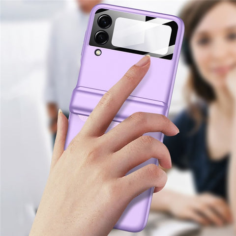 GKK Magnetic Absorption Hinge Hard PC Folding Case for Samsung Galaxy Z Flip3 5G Phone Cover with Built-in Tempered Glass Camera Lens Film