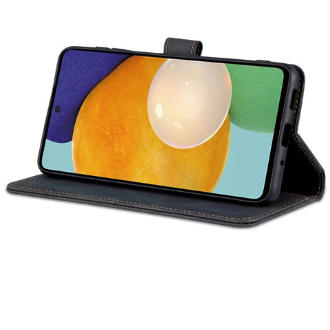 AZNS PU Leather Wallet Stand Full Protection Anti-fall Phone Case Cover for Samsung Galaxy M52 5G