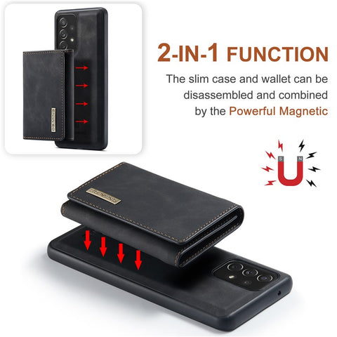 DG.MING M1 Series Phone Case PU + TPU + PC Back Cover with Magnetic Tri-Fold Wallet Kickstand for Samsung Galaxy A33 5G