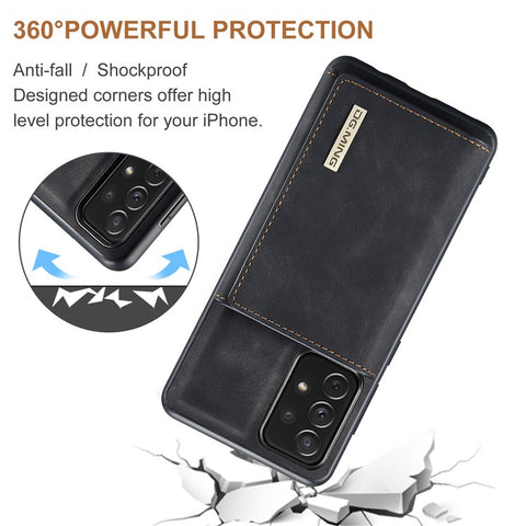 DG.MING M1 Series Phone Case PU + TPU + PC Back Cover with Magnetic Tri-Fold Wallet Kickstand for Samsung Galaxy A33 5G