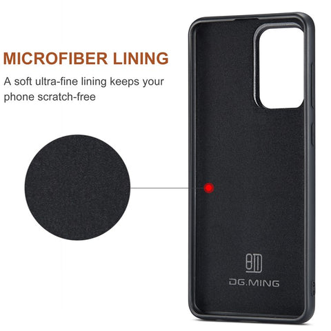 DG.MING M1 Series Phone Case PU + TPU + PC Back Cover with Magnetic Tri-Fold Wallet Kickstand for Samsung Galaxy A33 5G