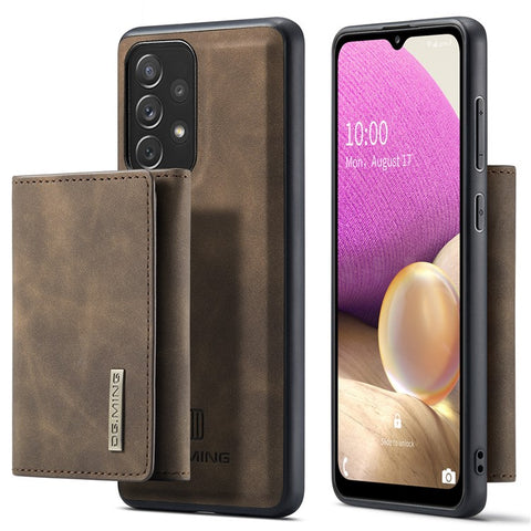 DG.MING M1 Series Phone Case PU + TPU + PC Back Cover with Magnetic Tri-Fold Wallet Kickstand for Samsung Galaxy A33 5G