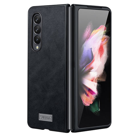 SULADA Crazy Horse Texture All-round Protection PU Leather Coating PC Phone Case Cover for Samsung W22 5G/Galaxy Z Fold3 5G
