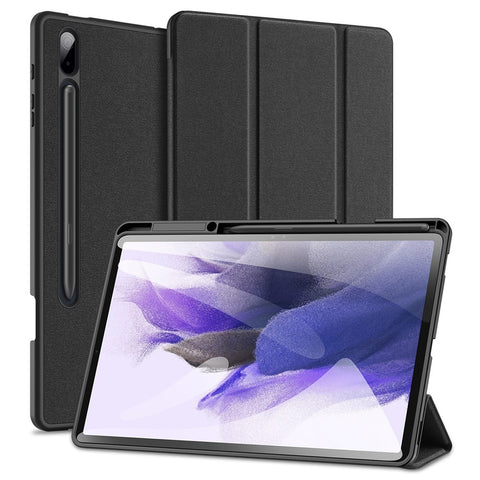 DUX DUCIS DOMO Series for Samsung Galaxy Tab S7+ / S8+ / S7 FE Tri-fold Stand PU Leather + TPU Auto Sleep / Wake Tablet Case Cover with Pen Slot