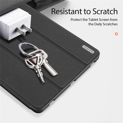 DUX DUCIS DOMO Series for Samsung Galaxy Tab S7+ / S8+ / S7 FE Tri-fold Stand PU Leather + TPU Auto Sleep / Wake Tablet Case Cover with Pen Slot