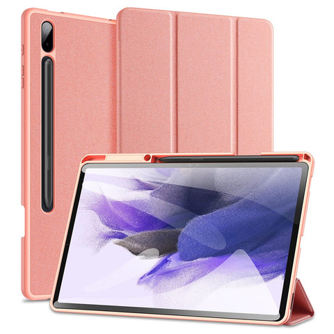 DUX DUCIS DOMO Series for Samsung Galaxy Tab S7+ / S8+ / S7 FE Tri-fold Stand PU Leather + TPU Auto Sleep / Wake Tablet Case Cover with Pen Slot
