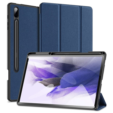 DUX DUCIS DOMO Series for Samsung Galaxy Tab S7+ / S8+ / S7 FE Tri-fold Stand PU Leather + TPU Auto Sleep / Wake Tablet Case Cover with Pen Slot