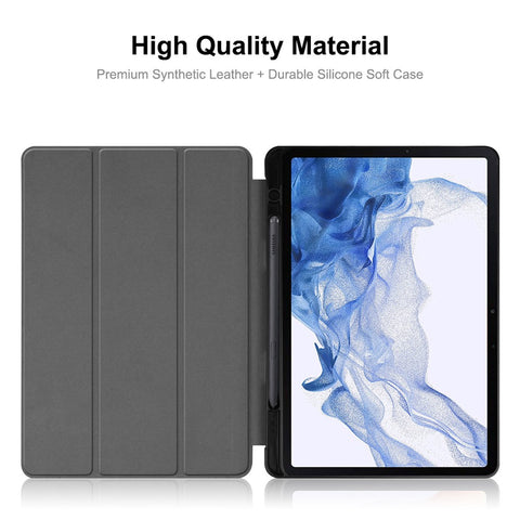 ENKAY HAT PRINCE for Samsung Galaxy Tab S8 11-inch Wi-Fi SM-X700/5G SM-X706 Pen Slot Design Auto Wake/Sleep Tri-fold Stand PU Leather + TPU Tablet Case Shell