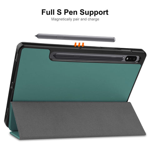 ENKAY HAT PRINCE for Samsung Galaxy Tab S8 11-inch Wi-Fi SM-X700/5G SM-X706 Pen Slot Design Auto Wake/Sleep Tri-fold Stand PU Leather + TPU Tablet Case Shell