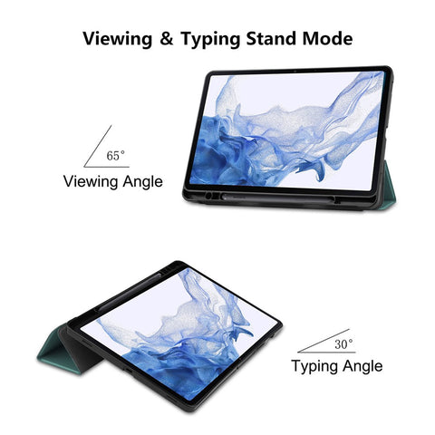 ENKAY HAT PRINCE for Samsung Galaxy Tab S8 11-inch Wi-Fi SM-X700/5G SM-X706 Pen Slot Design Auto Wake/Sleep Tri-fold Stand PU Leather + TPU Tablet Case Shell